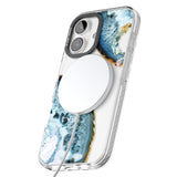 iPhone 16 Pro Max Blue, White & Yellow Agate Gemstone Black Impact Phone Case