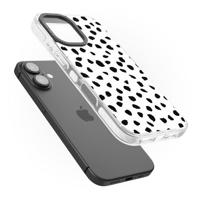 iPhone 16 Pro Max White Dalmatian Print Black Impact Phone Case