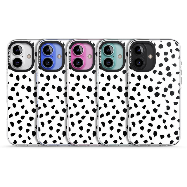 iPhone 16 Pro Max White Dalmatian Print Black Impact Phone Case