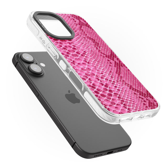 iPhone 16 Pro Max Pink Snakeskin Black Impact Phone Case