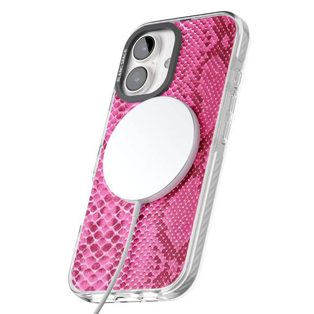 iPhone 16 Pro Max Pink Snakeskin Black Impact Phone Case