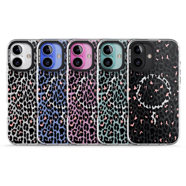 iPhone 16 Pro Max Light Pink Leopard Print - Transparent Black Impact Phone Case