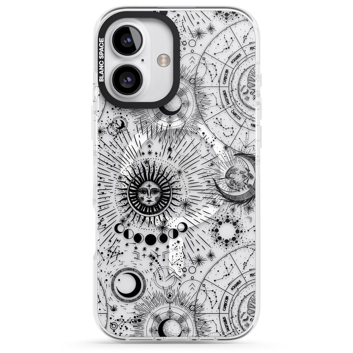 iPhone 16 Pro Max Transparent Suns & Zodiac Charts Black Impact Phone Case