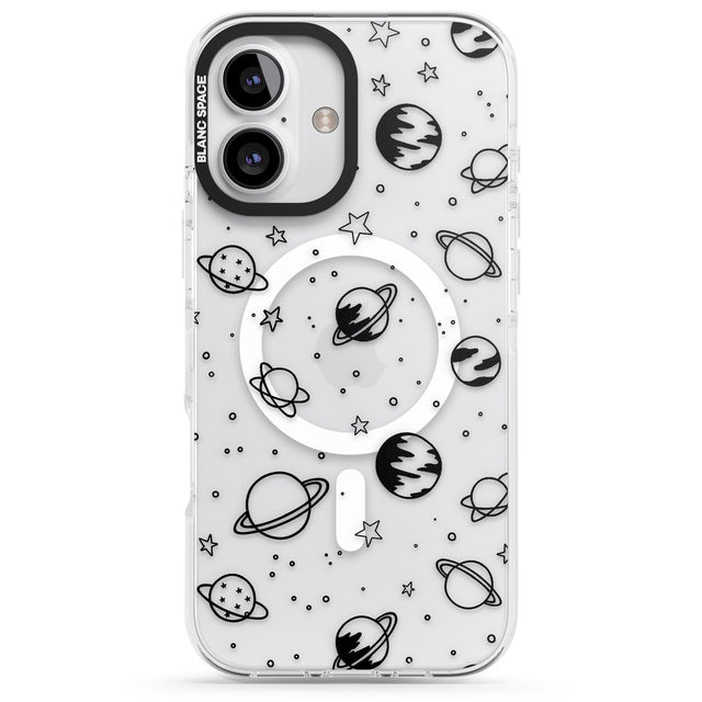 iPhone 16 Pro Max Cosmic Outer Space Design Black on Clear Black Impact Phone Case