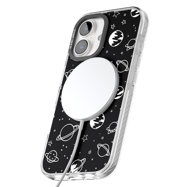 iPhone 16 Pro Max Cosmic Outer Space Design White on Black Black Impact Phone Case