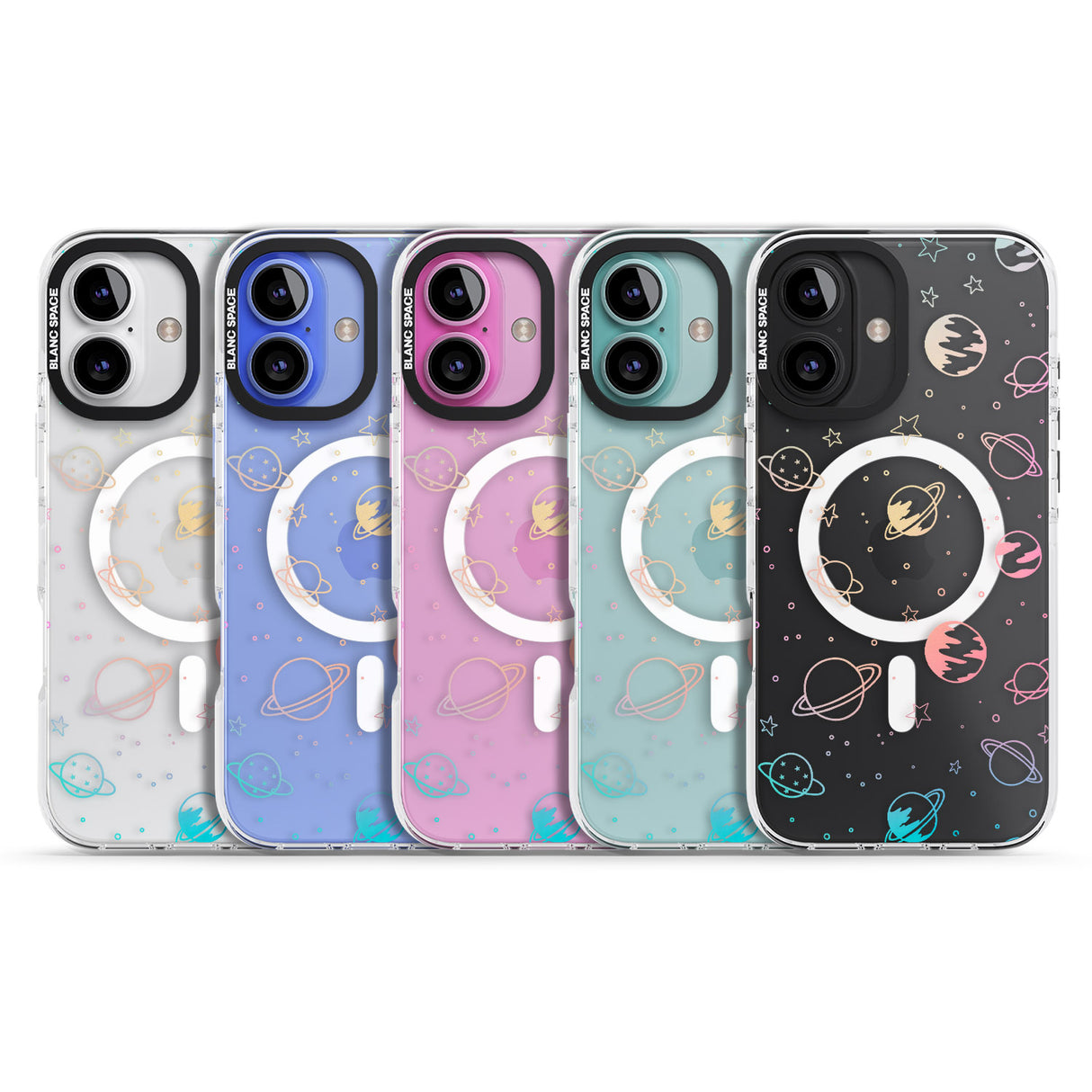 iPhone 16 Pro Max Cosmic Outer Space Design Pastels on Clear Black Impact Phone Case