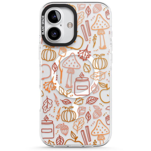 Autumn Line Pattern Impact Magsafe Phone Case for iPhone 16, iPhone 16 Plus