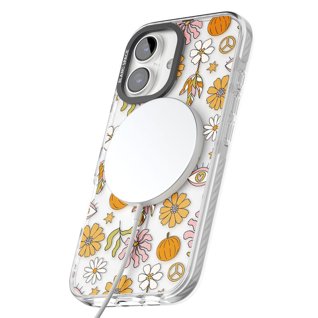 Retro Boho Fall Floral Impact Magsafe Phone Case for iPhone 16, iPhone 16 Plus