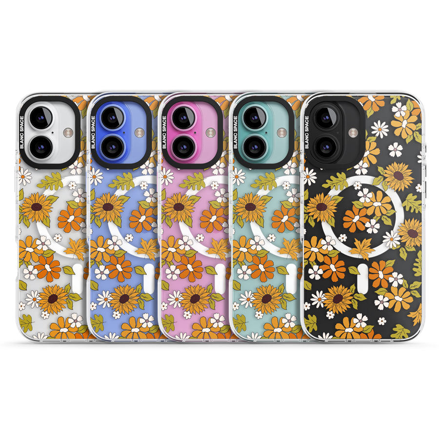 Boho Sunflowers Impact Magsafe Phone Case for iPhone 16, iPhone 16 Plus