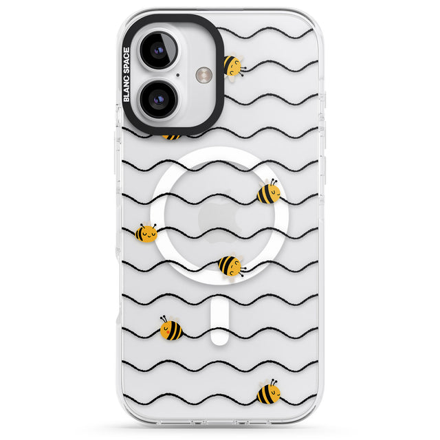 iPhone 16 Pro Max Sweet as Honey Patterns: Bees & Stripes (Clear) Black Impact Phone Case