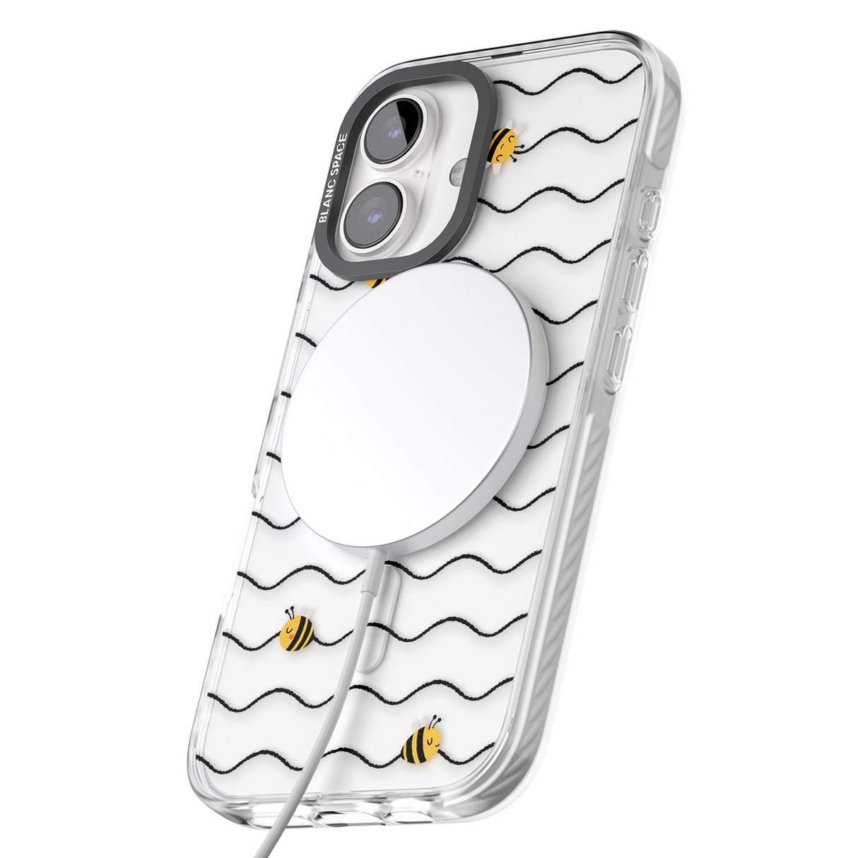 iPhone 16 Pro Max Sweet as Honey Patterns: Bees & Stripes (Clear) Black Impact Phone Case