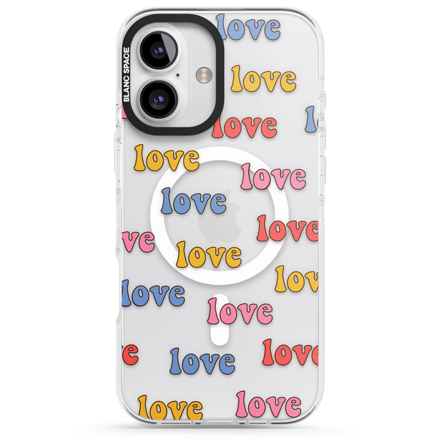 iPhone 16 Love Pattern Clear Impact Phone Case