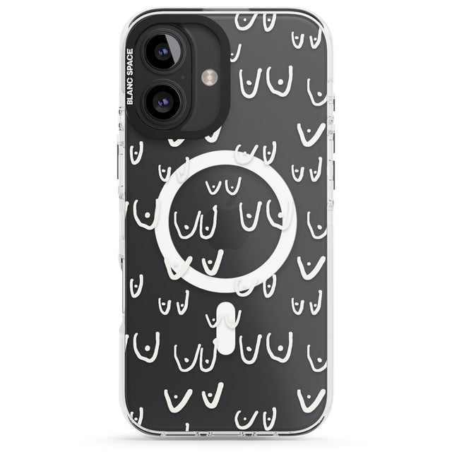 iPhone 16 Pro Max Free the boob (White) Black Impact Phone Case