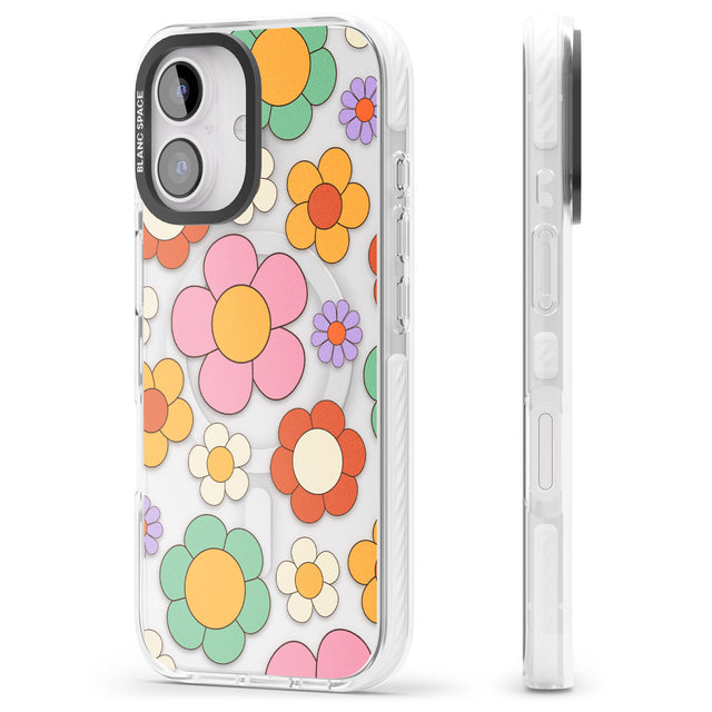 iPhone 16 Groovy Blossoms Clear Impact Phone Case