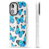 iPhone 16 Pro Max Blue Butterflies Black Impact Phone Case