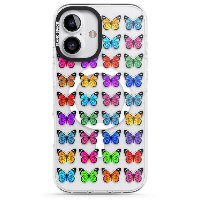 iPhone 16 Pro Max Colourful Butterfly Pattern Black Impact Phone Case