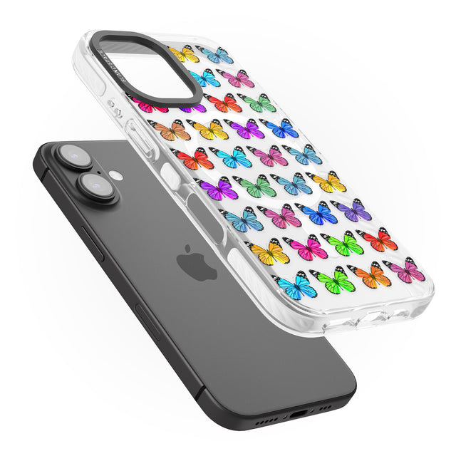 iPhone 16 Pro Max Colourful Butterfly Pattern Black Impact Phone Case