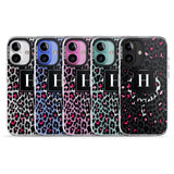 iPhone 16 Pro Max Personalised Pink Monogram Leopard Spots Black Impact Phone Case