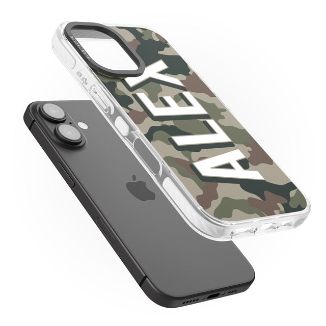 iPhone 16 Pro Max Personalised Classic Green Camo Black Impact Phone Case