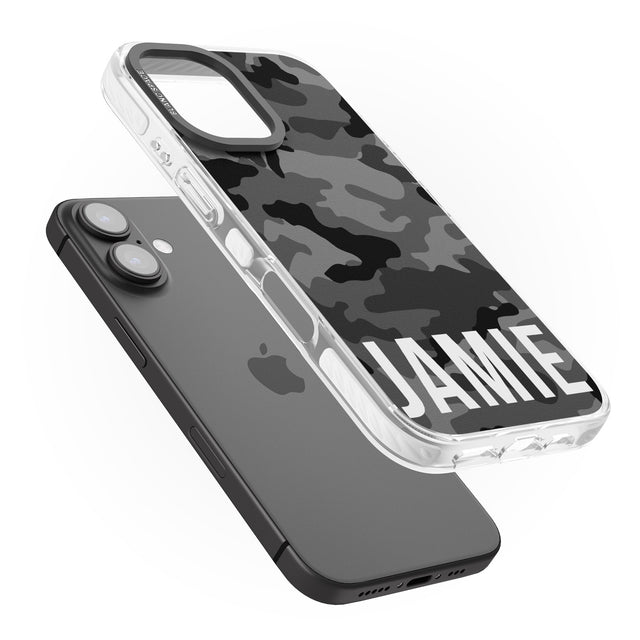 iPhone 16 Pro Max Personalised Horizontal Name Black Camouflage Black Impact Phone Case