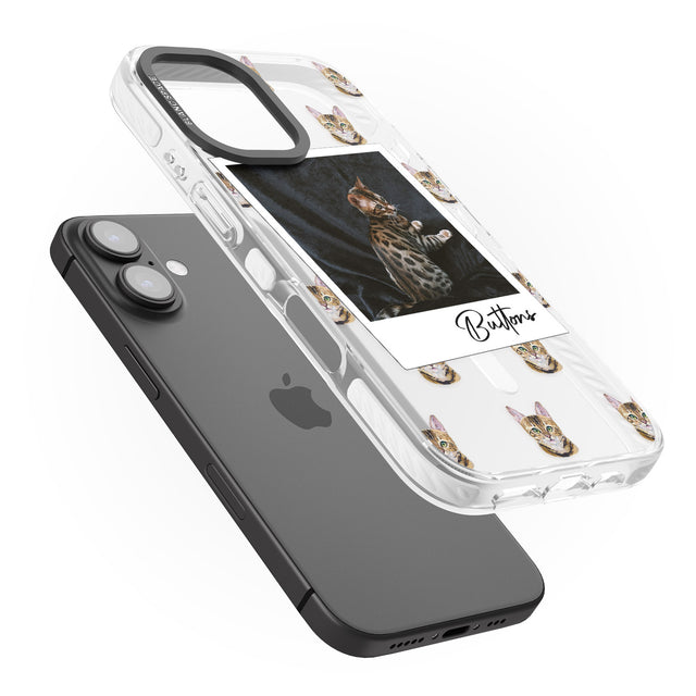 iPhone 16 Pro Max Personalised Bengal Cat Photo Black Impact Phone Case