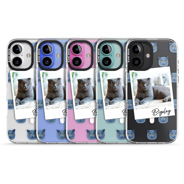 iPhone 16 Pro Max Personalised English Blue Cat Photo Black Impact Phone Case