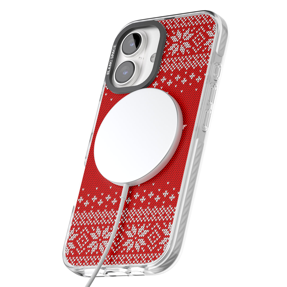 iPhone 16 Pro Max Personalised Red Christmas Knitted Jumper Black Impact Phone Case