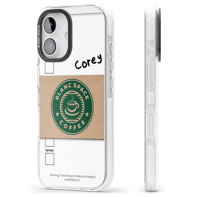 iPhone 16 Pro Max Personalised Coffee Cup Black Impact Phone Case