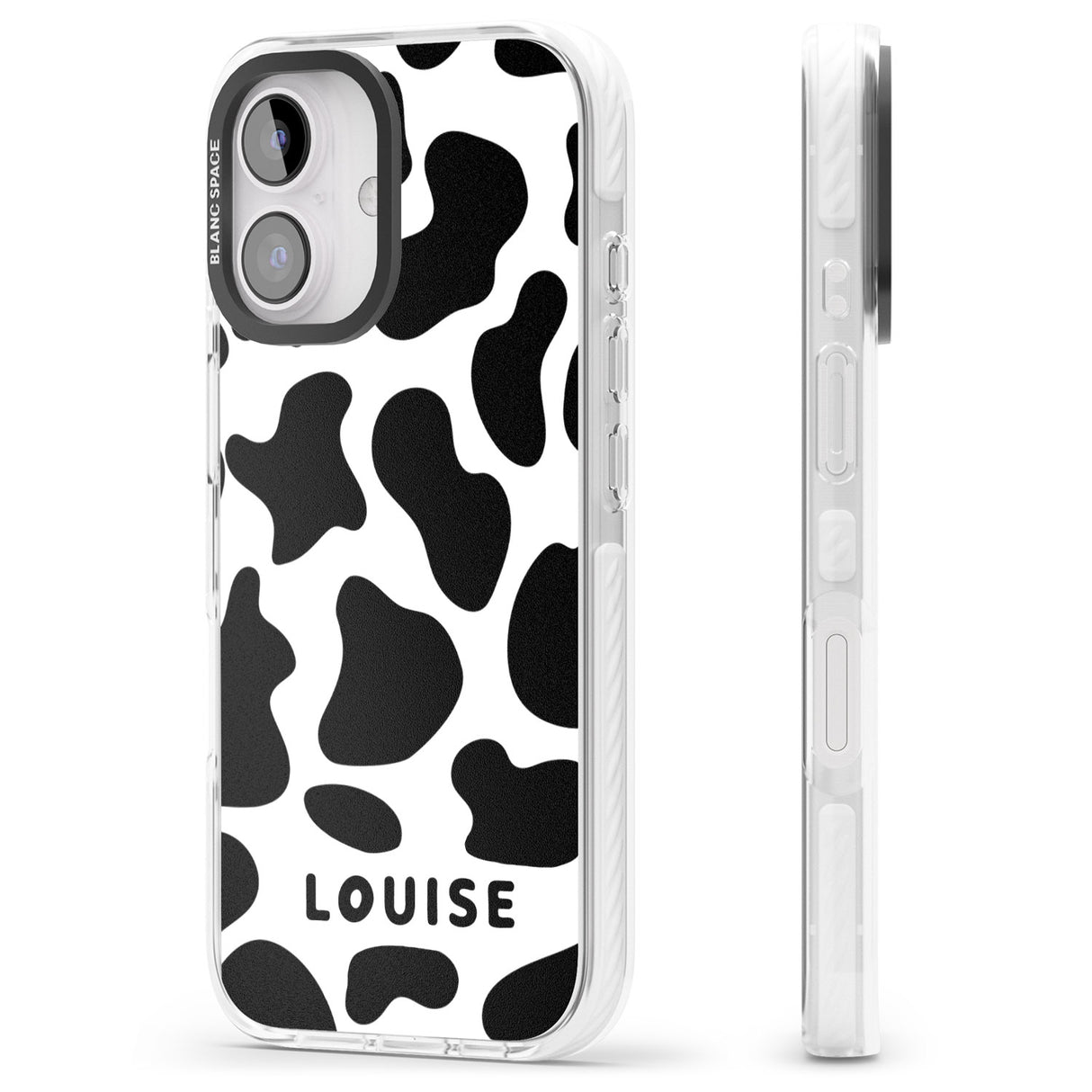 iPhone 16 Pro Max Personalised Cow Print Black Impact Phone Case