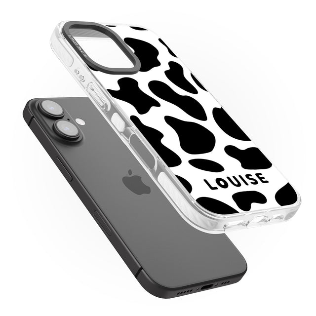 iPhone 16 Pro Max Personalised Cow Print Black Impact Phone Case