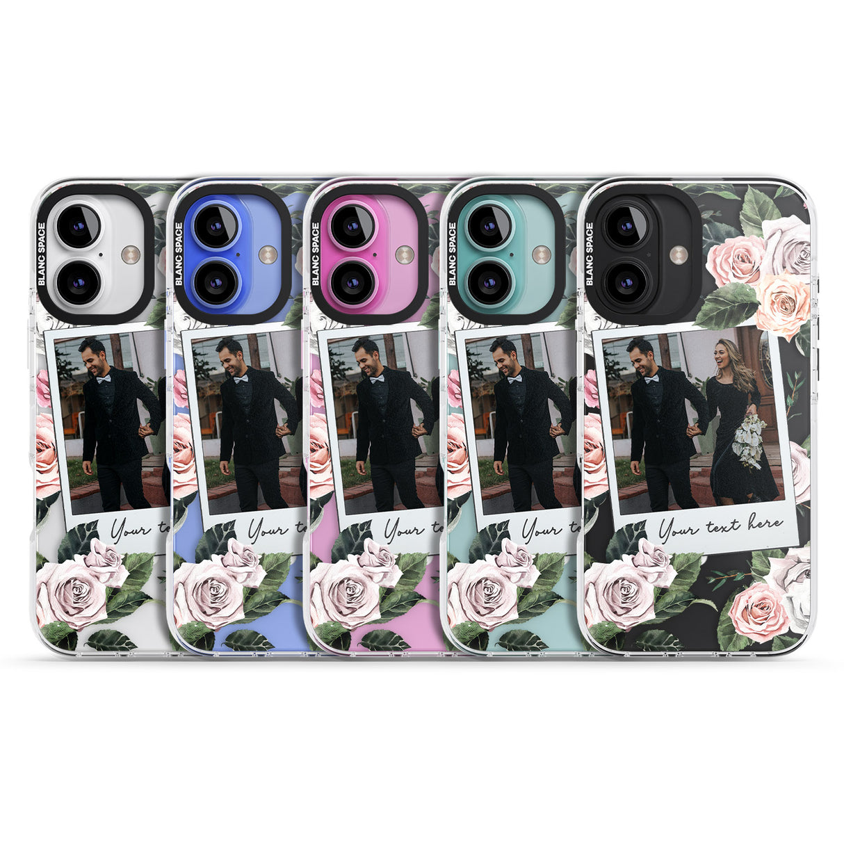 iPhone 16 Pro Max Personalised Floral Instant Film Photo Black Impact Phone Case