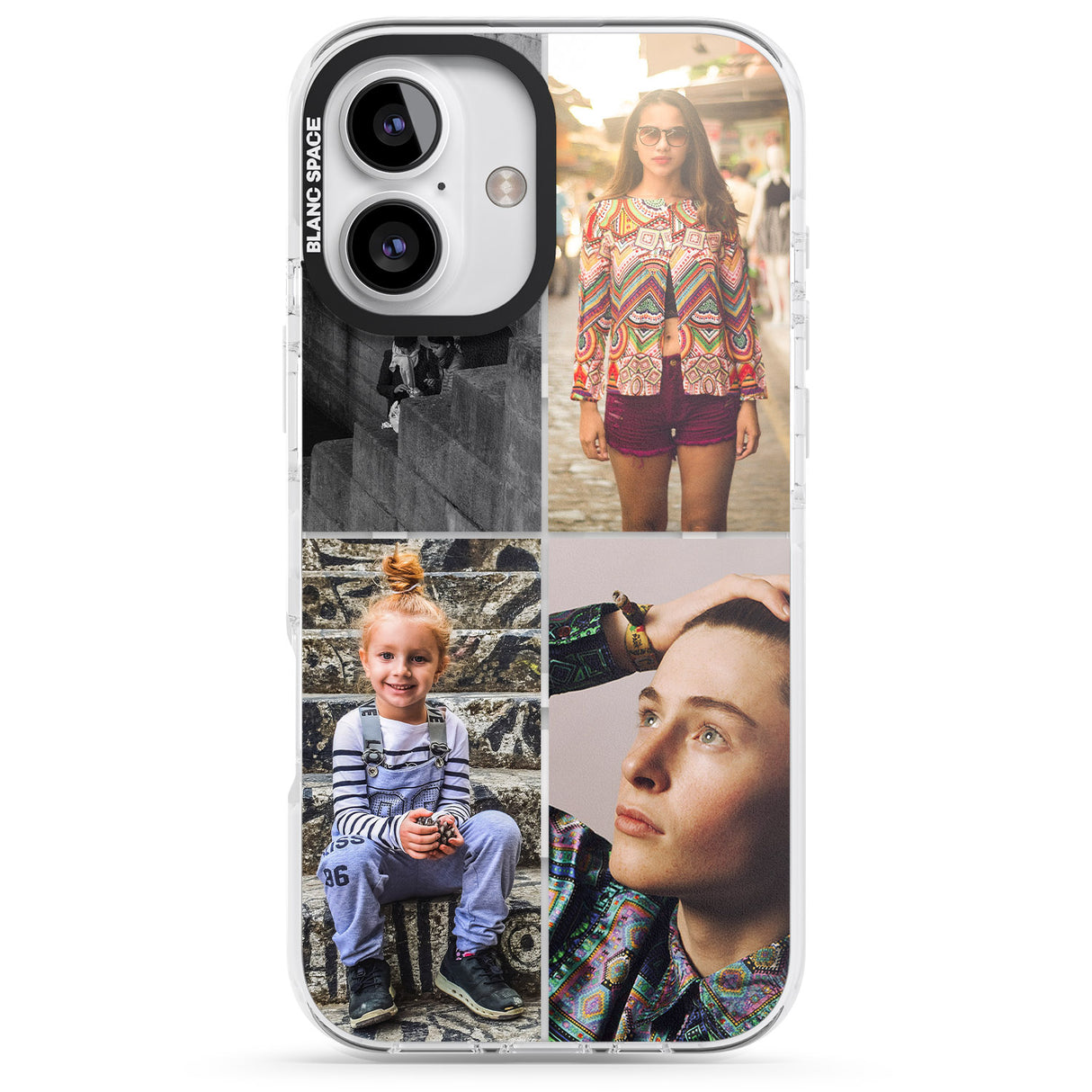 iPhone 16 Pro Max Personalised 4 Photo Grid Black Impact Phone Case