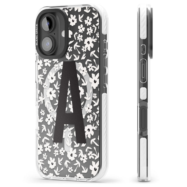 iPhone 16 Pro Max Personalised Floral Pattern Personalised Black Impact Phone Case