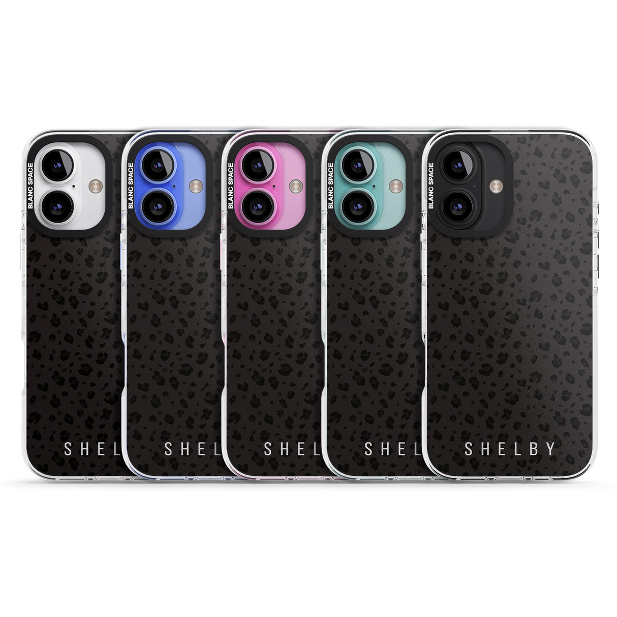 iPhone 16 Pro Max Personalised Minimal Lettering Dark Leopard Black Impact Phone Case