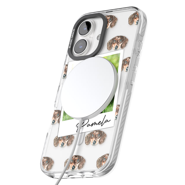 iPhone 16 Pro Max Personalised Dachshund, Brown - Dog Photo Black Impact Phone Case