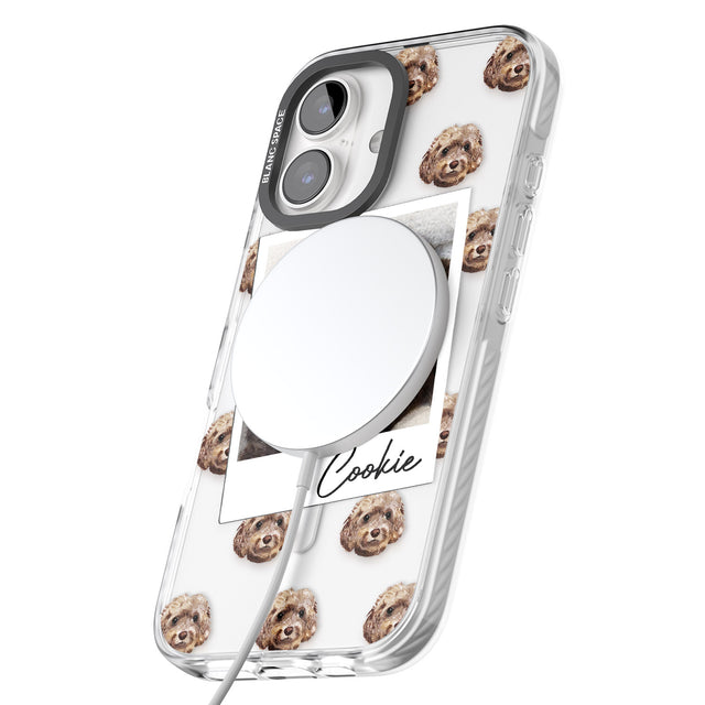 iPhone 16 Pro Max Personalised Cockapoo, Brown - Dog Photo Black Impact Phone Case