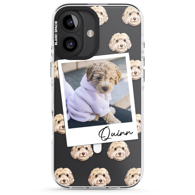 iPhone 16 Pro Max Personalised Cockapoo, Cream - Dog Photo Black Impact Phone Case