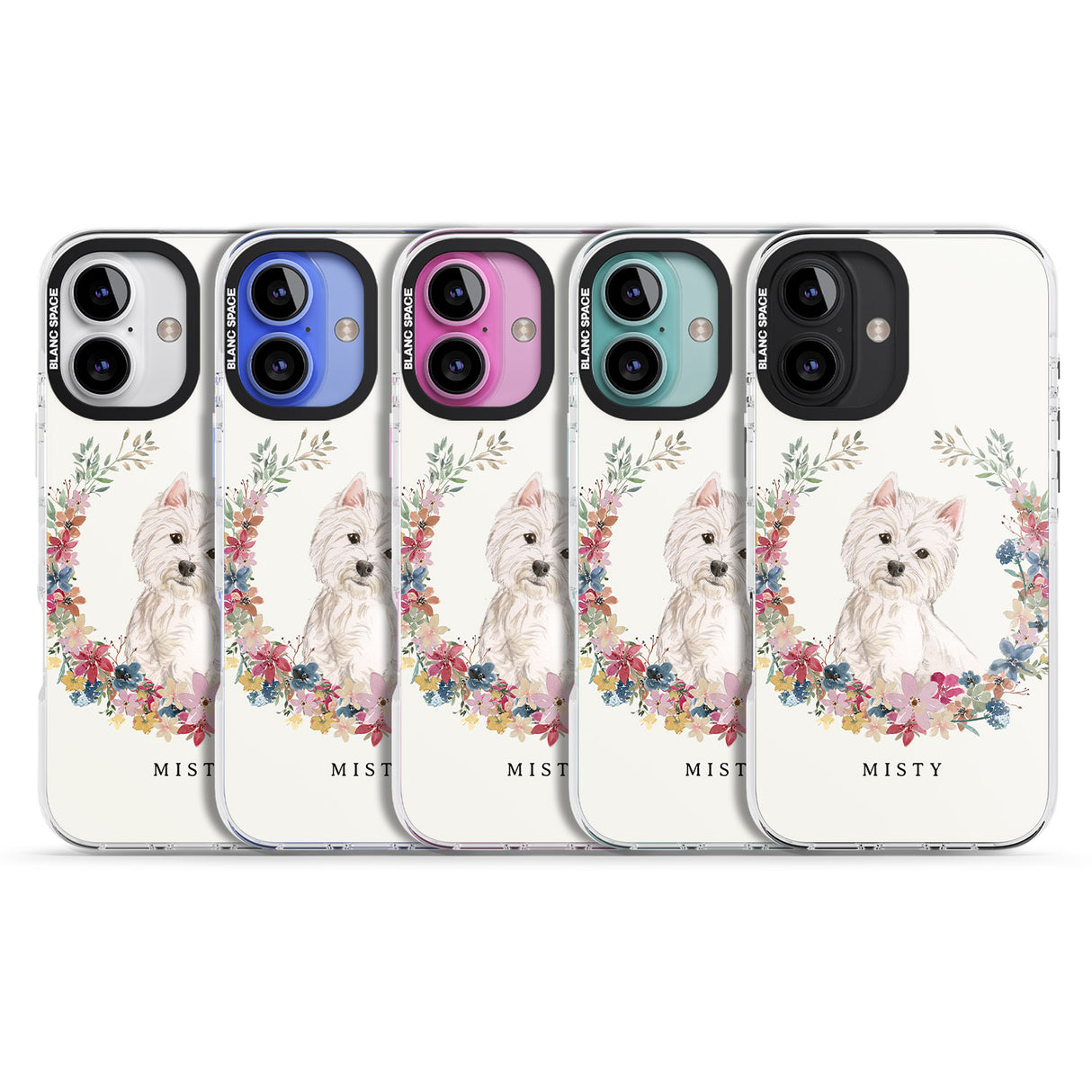 iPhone 16 Pro Max Personalised Westie Watercolour Dog Portrait Black Impact Phone Case