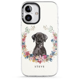 iPhone 16 Pro Max Personalised Black Lab Watercolour Dog Portrait Black Impact Phone Case