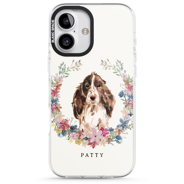 iPhone 16 Pro Max Personalised Brown Cocker Spaniel - Watercolour Dog Portrait Black Impact Phone Case