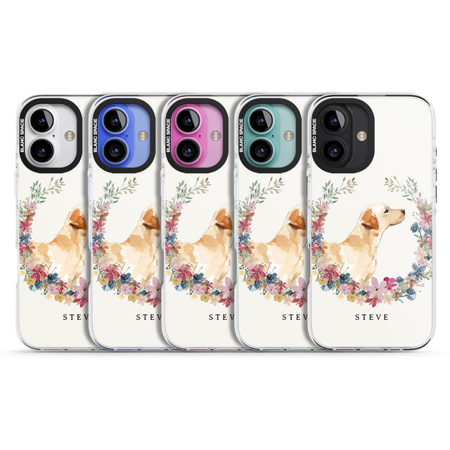 iPhone 16 Pro Max Personalised Yellow Labrador - Watercolour Dog Portrait Black Impact Phone Case