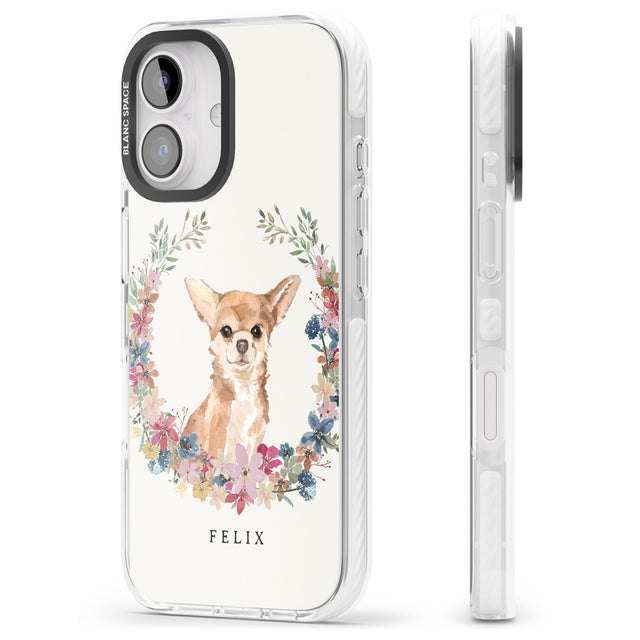 iPhone 16 Pro Max Personalised Chihuahua - Watercolour Dog Portrait Black Impact Phone Case