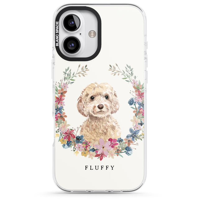 iPhone 16 Pro Max Personalised Champagne Cockapoo - Watercolour Dog Portrait Black Impact Phone Case