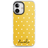 iPhone 16 Pro Max Personalised Yellow Polka Dot Black Impact Phone Case