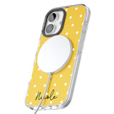 iPhone 16 Pro Max Personalised Yellow Polka Dot Black Impact Phone Case