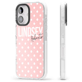 iPhone 16 Pro Max Personalised Pink Polka Black Impact Phone Case