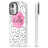 iPhone 16 Pro Max Personalised Pink Circle & Dots Black Impact Phone Case