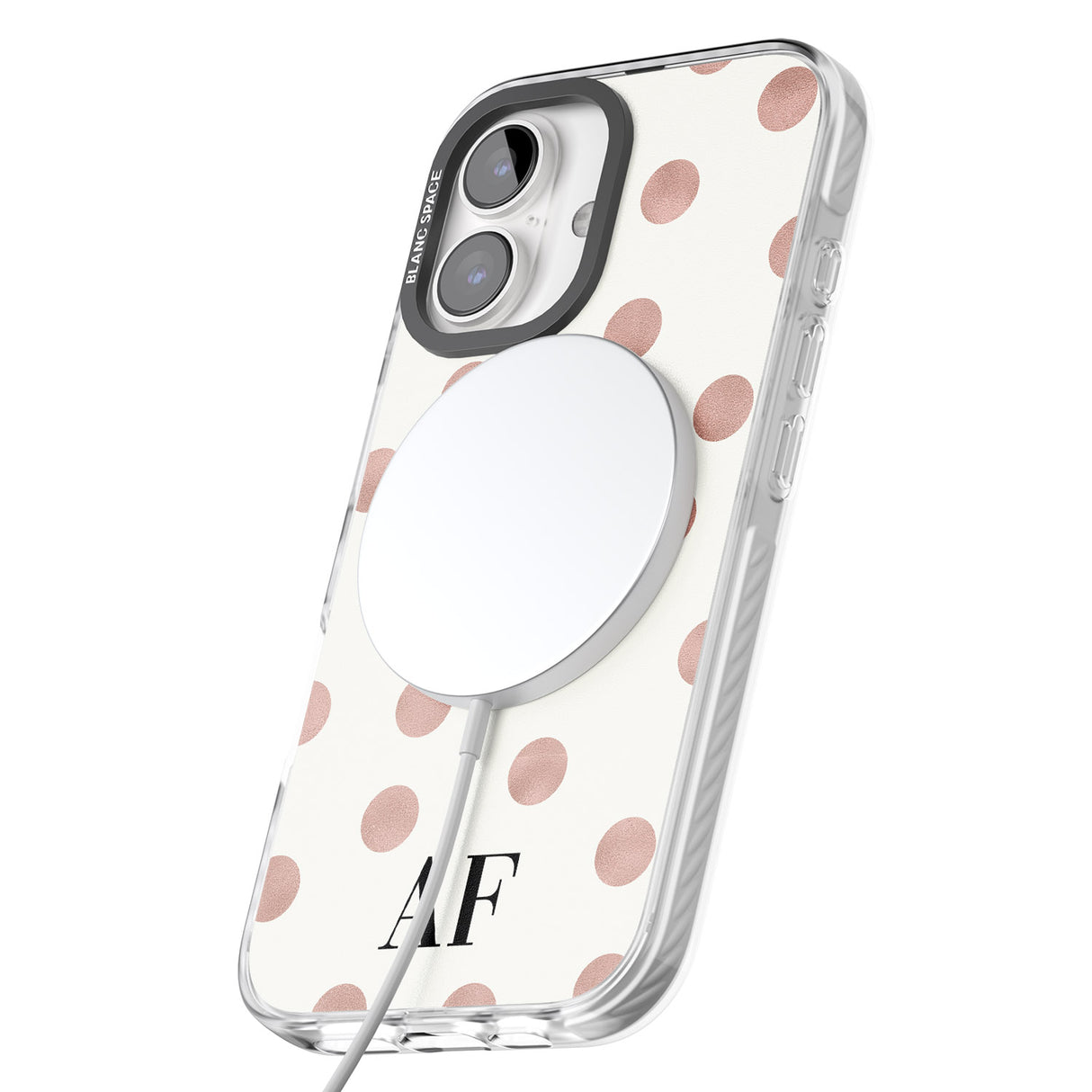 iPhone 16 Pro Max Personalised Initials & Dots Black Impact Phone Case