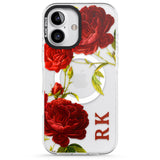 iPhone 16 Pro Max Personalised Clear Vintage Floral Red Roses Black Impact Phone Case