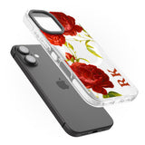 iPhone 16 Pro Max Personalised Clear Vintage Floral Red Roses Black Impact Phone Case